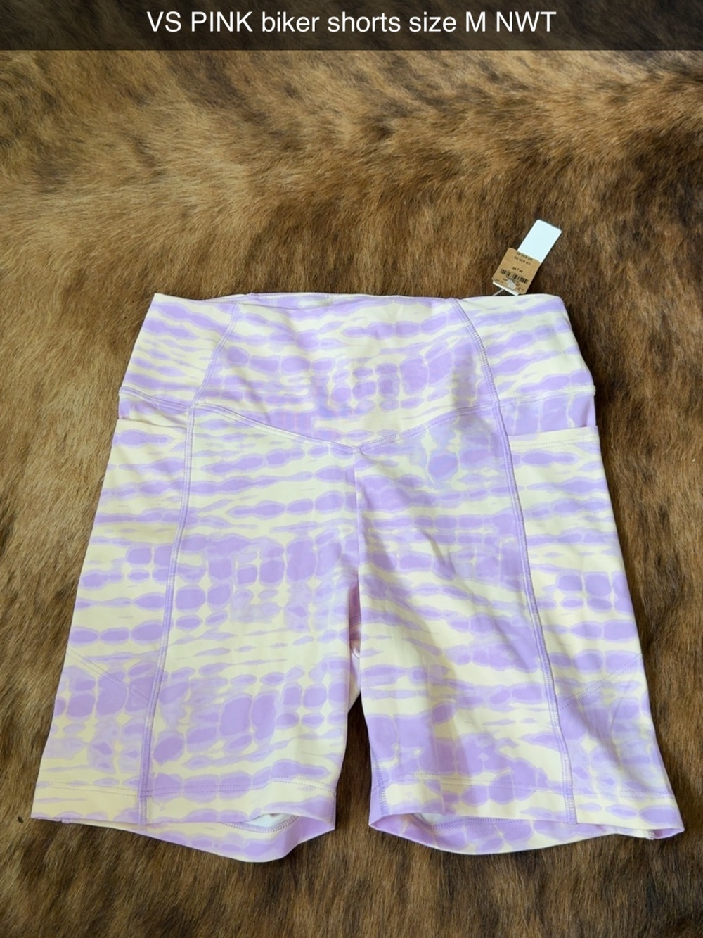 PINK by Victoria's Secret Lavender & Cream Tie-Dye Biker Shorts
